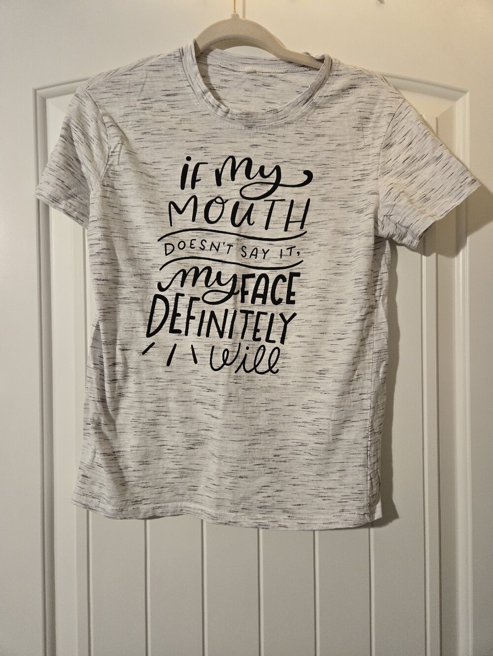 Womens White Heather Graphic Tee - 'If My Mouth...'